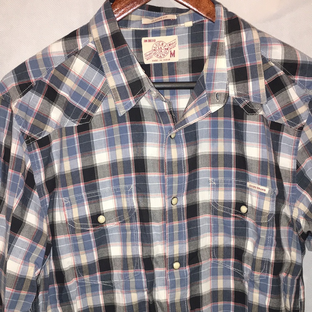 Lucky Brand Classic Fit Long Sleeve Plaid Button Down Shirt | Size M